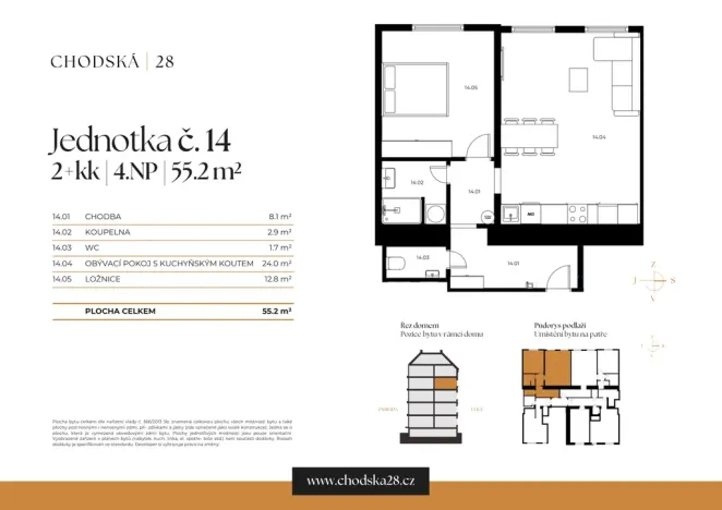 Prodej bytu 2+kk, Praha - Vinohrady, Chodská, 55 m2