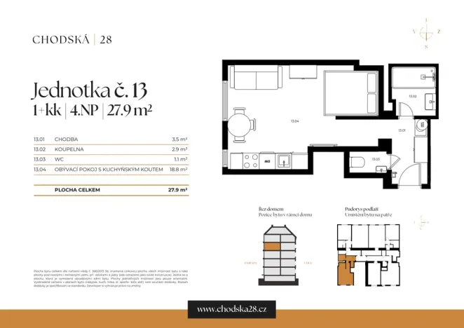 Prodej bytu 1+kk, Praha - Vinohrady, Chodská, 28 m2