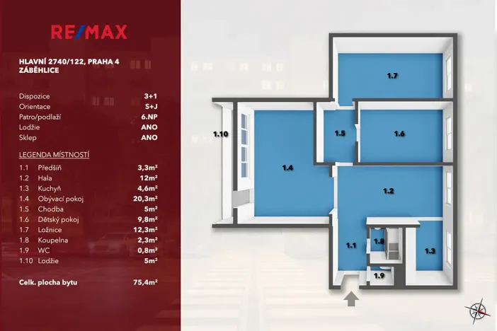 Prodej bytu 3+1, Praha - Záběhlice, Hlavní, 71 m2