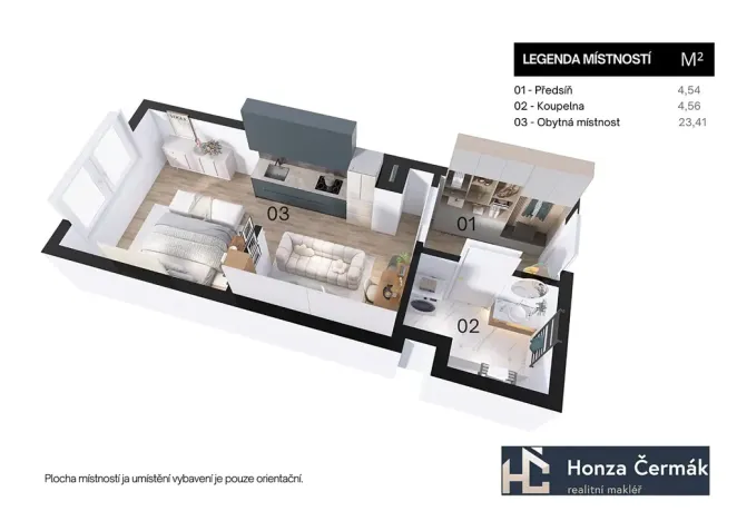 Pronájem bytu 1+kk, Brno, třída Generála Píky, 35 m2