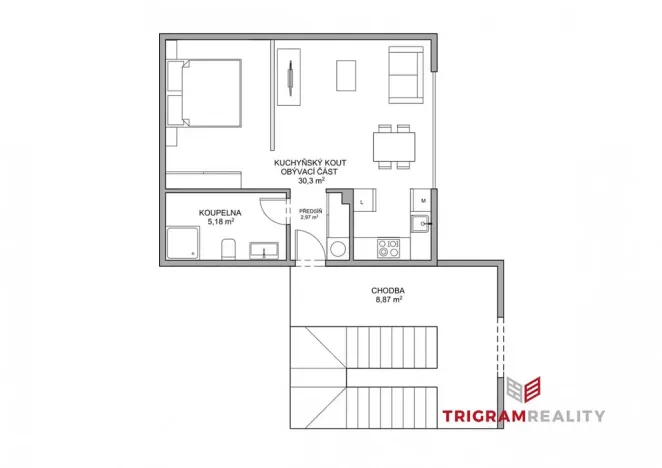 Pronájem bytu 1+kk, Hradec Králové - Pražské Předměstí, Želivského, 39 m2