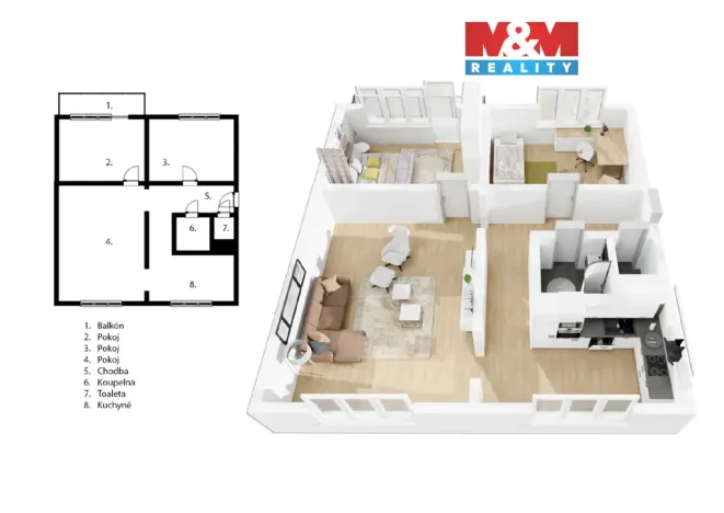 Prodej bytu 3+1, Roztoky, Braunerova, 76 m2