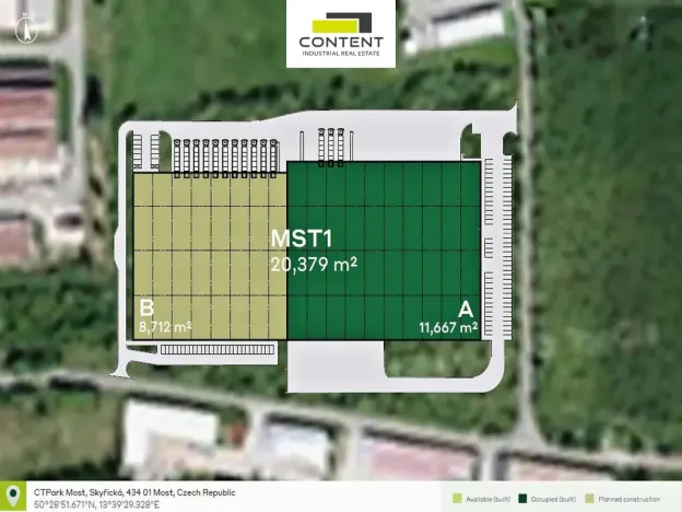 Pronájem výrobních prostor, Most - Velebudice, Skyřická, 4356 m2