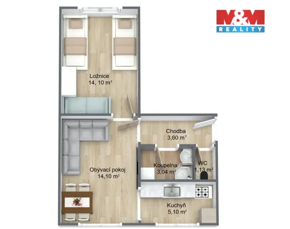 Prodej bytu 2+1, Milovice - Mladá, Spojovací, 43 m2