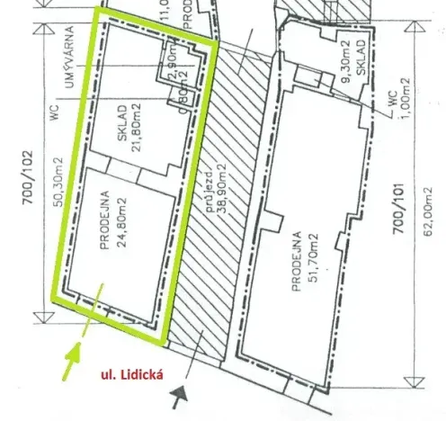 Pronájem obchodního prostoru, Brno, Lidická, 52 m2