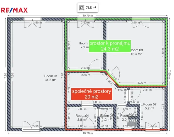 Pronájem kanceláře, Ostrava - Kunčice, Meziveská, 37 m2