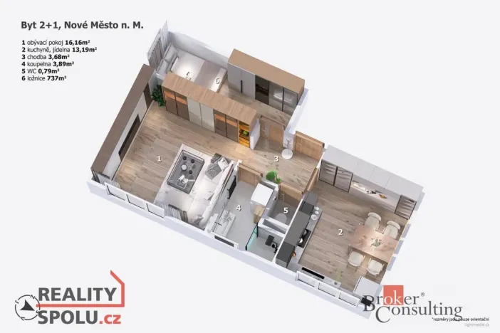 Prodej bytu 2+1, Nové Město nad Metují - Krčín, Černčická, 44 m2