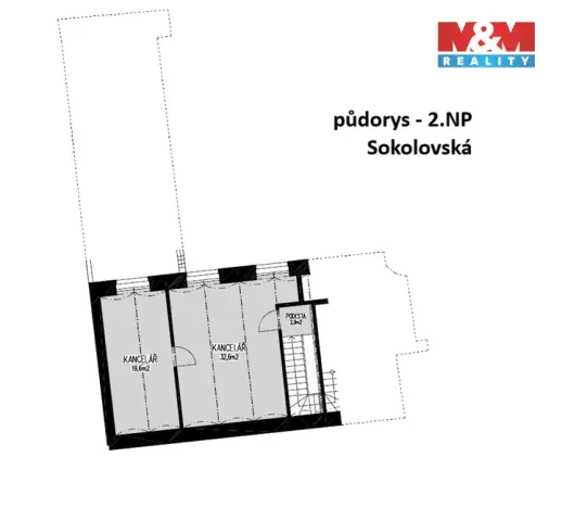 Pronájem kanceláře, Praha - Karlín, Sokolovská, 174 m2