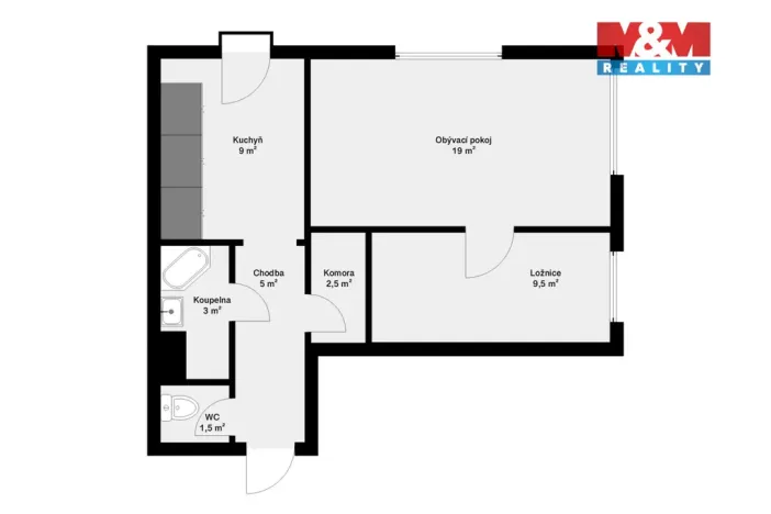 Prodej bytu 2+1, Suchdol nad Lužnicí, sídl. Na Pražské, 50 m2