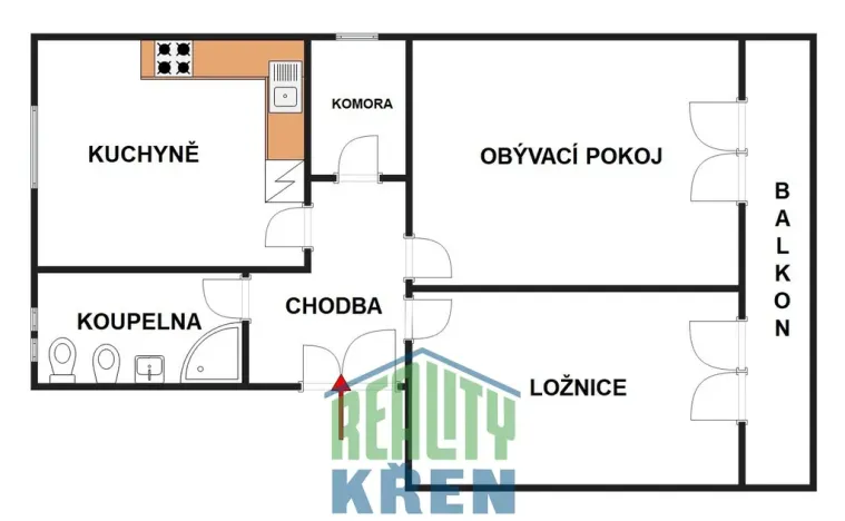 Pronájem bytu 2+1, Roztoky, Tyršovo nám., 65 m2