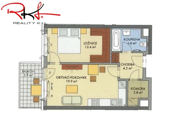 Prodej bytu 2+kk, Praha, Thomasova, 53 m2