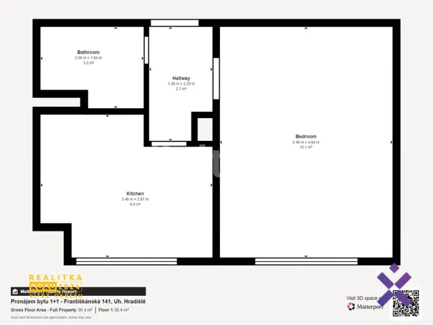 Pronájem bytu 1+1, Uherské Hradiště, Františkánská, 34 m2