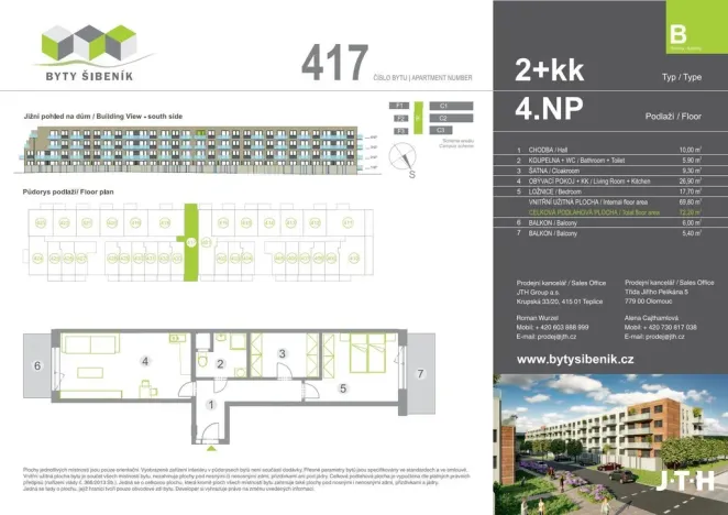 Prodej bytu 2+kk, Olomouc, Třída Jiřího Pelikána, 72 m2