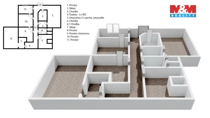 Pronájem obchodního prostoru, Kladno, Čechova, 174 m2