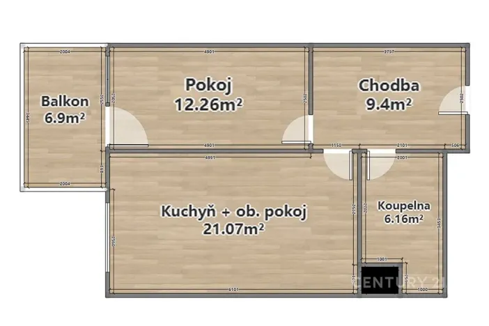 Pronájem bytu 2+kk, Plzeň, U Velkého rybníka, 60 m2