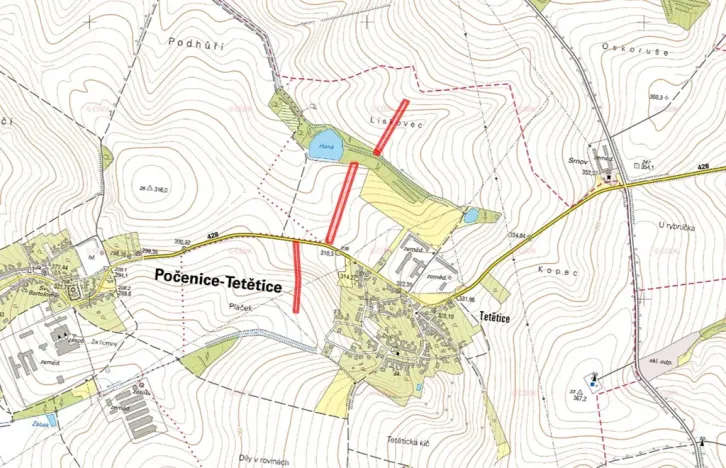 Prodej pole, Počenice-Tetětice, 13592 m2