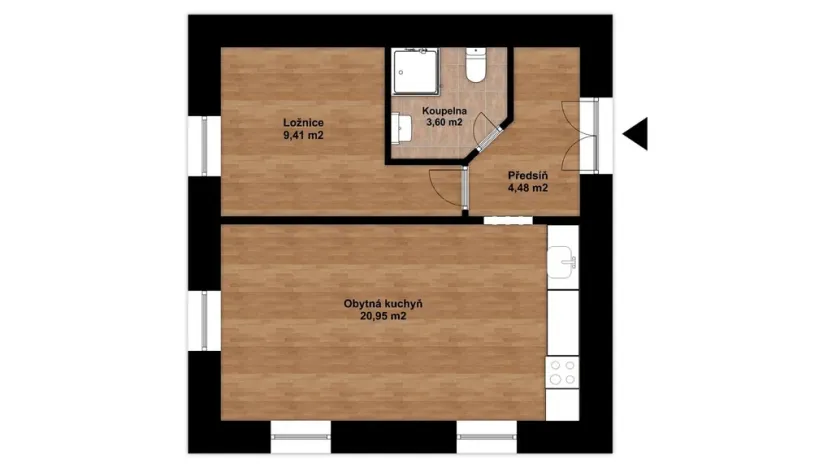 Prodej bytu 2+kk, Hostinné, Dolní brána, 38 m2