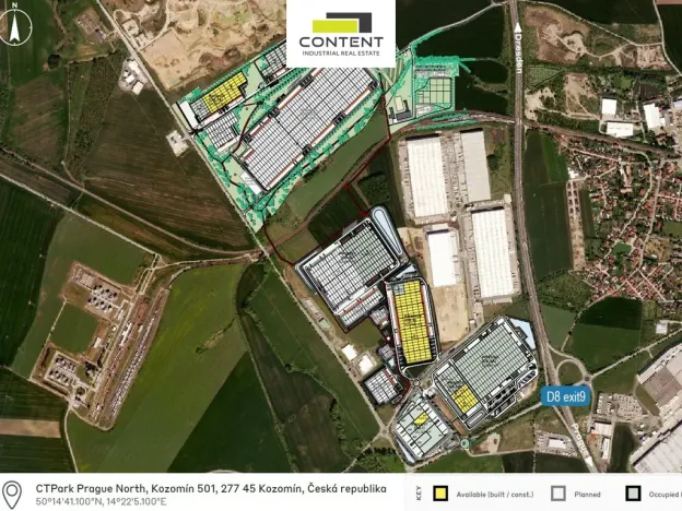 Pronájem výrobních prostor, Kozomín, 3000 m2