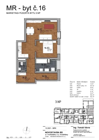 Pronájem bytu 2+kk, Kladno, Vrchlického, 50 m2