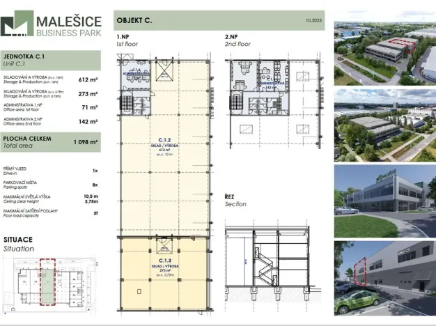 Pronájem skladu, Praha - Malešice, Tiskařská, 1098 m2