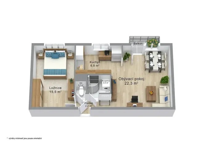 Pronájem bytu 2+kk, Třebíč, Družstevní, 51 m2