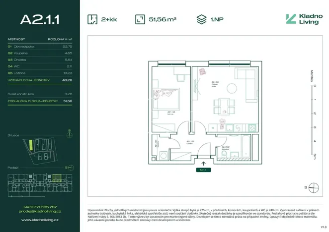 Prodej bytu 2+kk, Kladno, Pražská, 48 m2