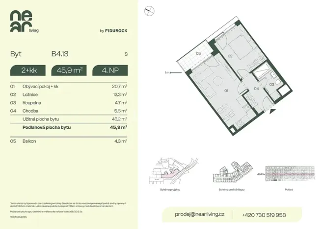 Prodej bytu 2+kk, Praha - Libeň, Na kopečku, 43 m2