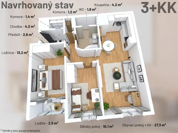 Prodej bytu 3+1, Praha - Petrovice, Rezlerova, 69 m2