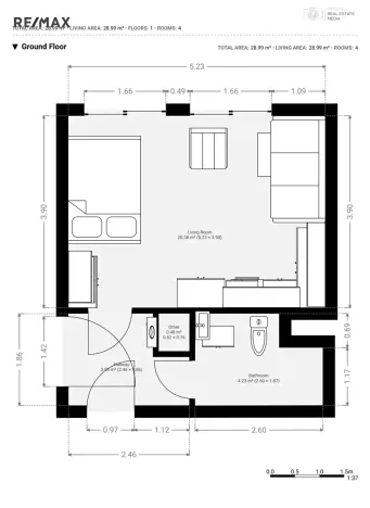 Pronájem bytu 1+kk, Praha - Košíře, Naskové, 33 m2