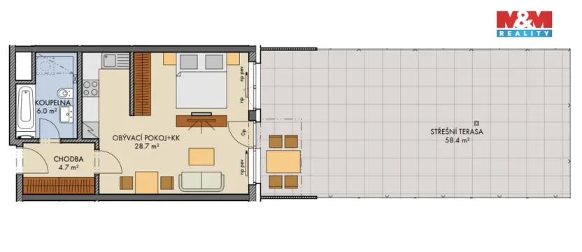 Prodej bytu 1+kk, Praha, Honzíkova, 41 m2