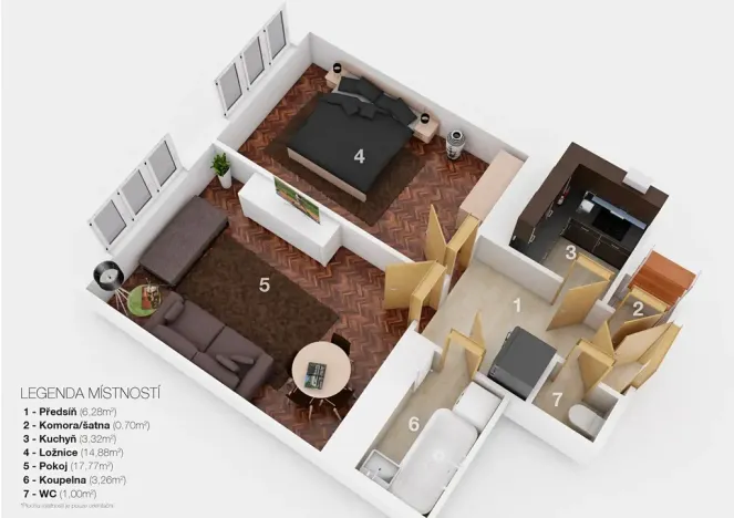 Pronájem bytu 2+1, Praha - Smíchov, Bozděchova, 47 m2