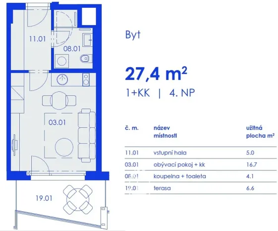 Pronájem bytu 1+kk, Praha - Strašnice, Ramonova, 27 m2