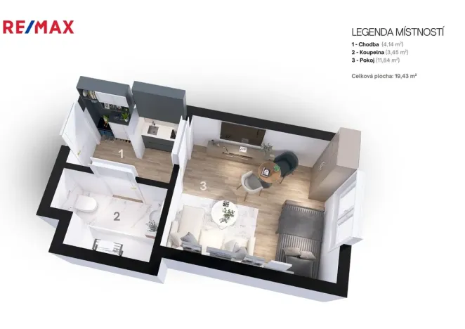 Prodej bytu 1+kk, Městec Králové, Míru, 20 m2