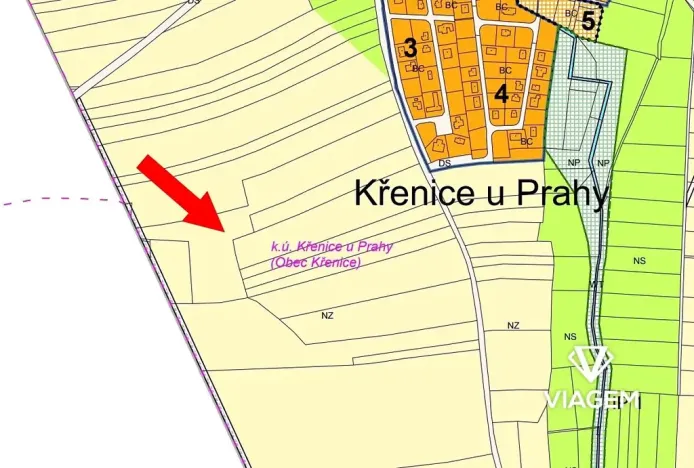 Prodej podílu pole, Křenice, 22574 m2