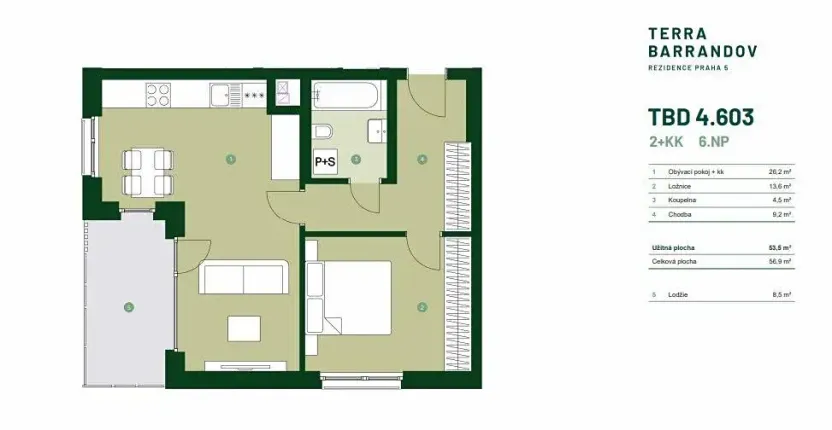 Prodej bytu 2+kk, Praha - Hlubočepy, Silurská, 57 m2