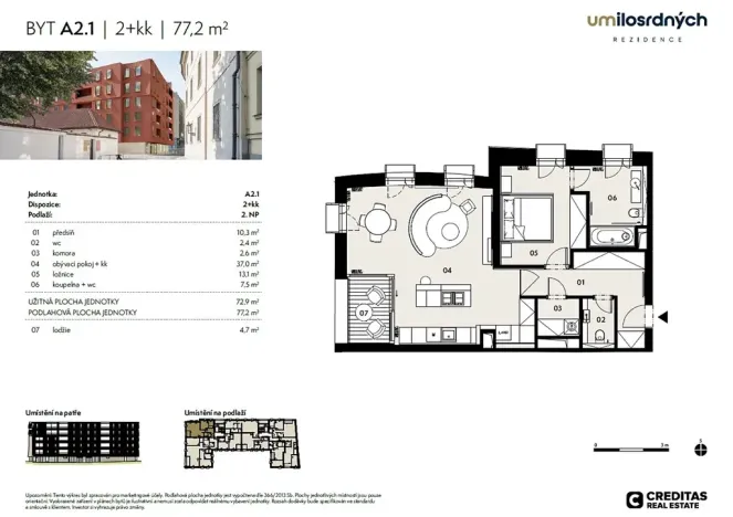 Pronájem bytu 2+kk, Praha - Staré Město, U milosrdných, 77 m2