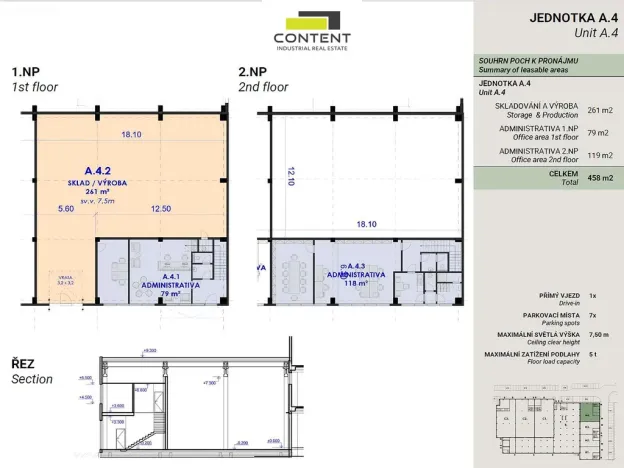 Pronájem skladu, Praha - Malešice, Tiskařská, 823 m2