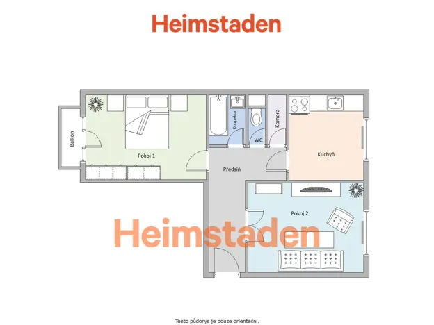 Pronájem bytu 2+1, Karviná - Nové Město, Fibichova, 59 m2
