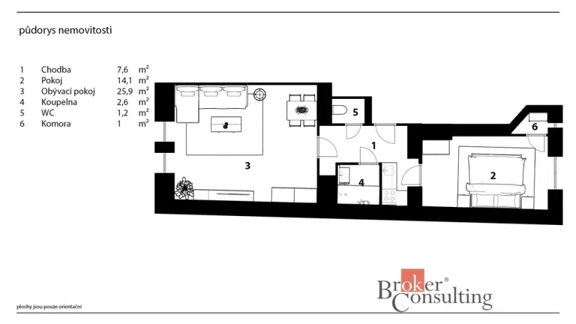 Prodej bytu 2+kk, Praha - Žižkov, Hartigova, 55 m2