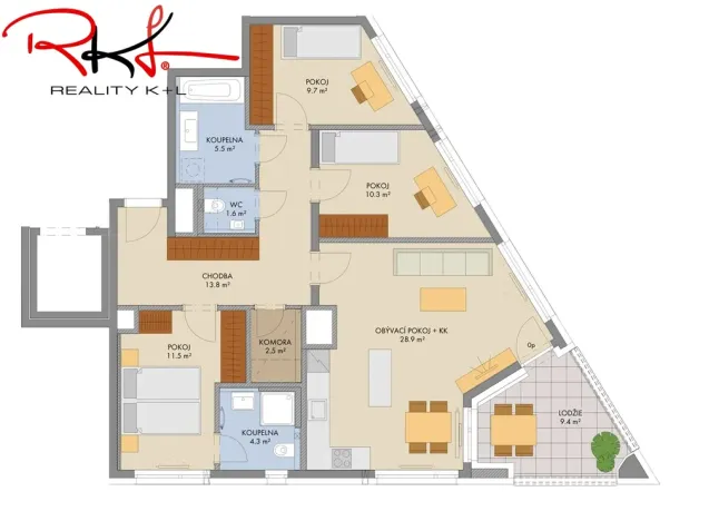 Prodej bytu 4+kk, Praha, náměstí Olgy Scheinpflugové, 104 m2