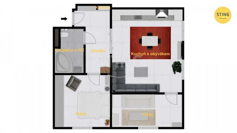 Prodej bytu 3+kk, Ostrava, Komenského, 64 m2