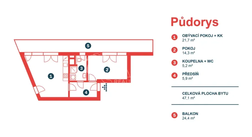 Pronájem bytu 2+kk, Praha - Háje, Výstavní, 47 m2