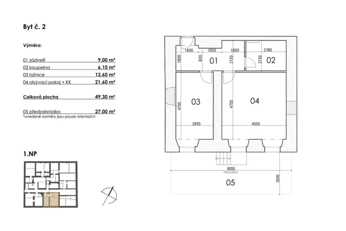 Prodej bytu 2+kk, Postupice, Blanická, 49 m2