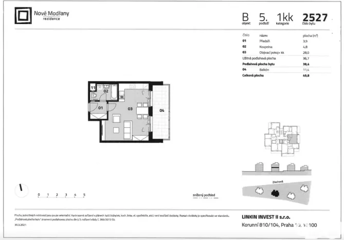 Pronájem bytu 1+kk, Praha, Zlochova, 36 m2