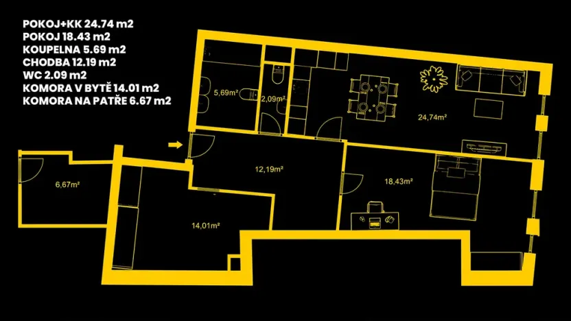 Prodej bytu 2+kk, Hradec Králové, Pražská třída, 84 m2