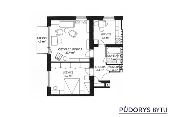 Prodej bytu 2+1, Zlín, Věžové domy, 61 m2