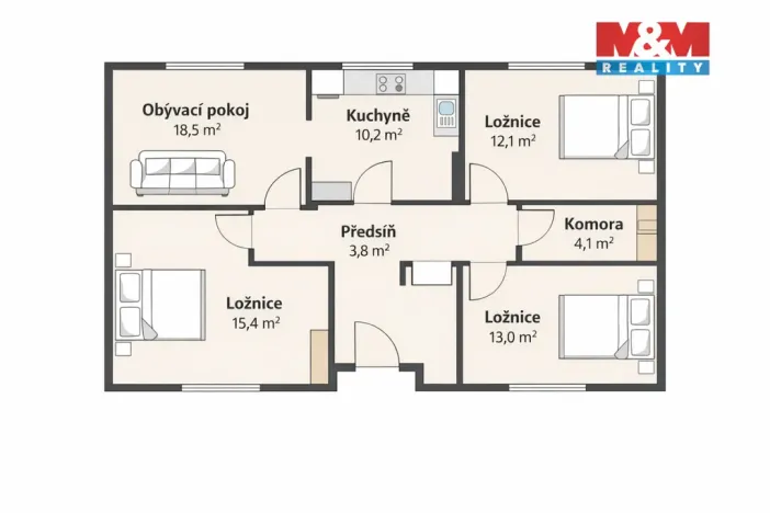 Prodej rodinného domu, Pnětluky, 89 m2