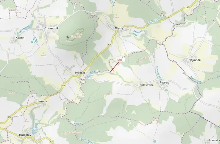 Dražba pozemku, Psárov, 953 m2