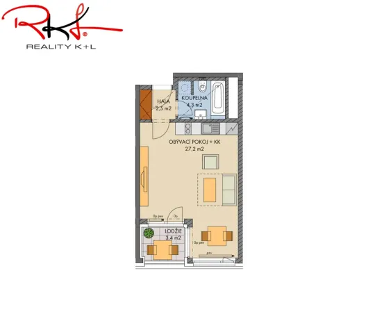 Pronájem bytu 1+kk, Praha, U Pergamenky, 38 m2