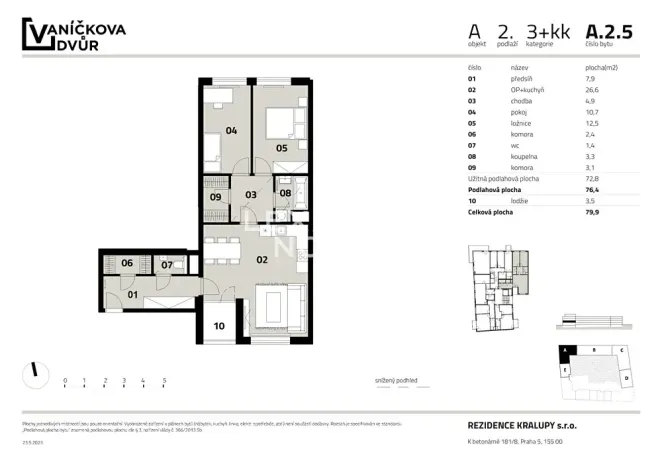 Prodej bytu 3+kk, Kralupy nad Vltavou, Husova, 76 m2